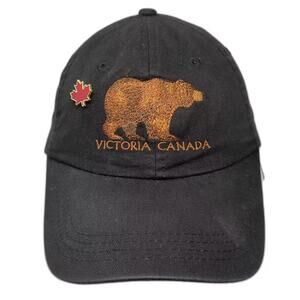 Baseball Cap Black Brown Victoria Canada Bear Hat OS Strapback Embroidered Pin